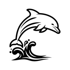 Dynamic Dolphin Leaping from Ocean Wave Vector Illustration.