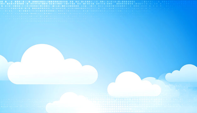 Abstract Digital Clouds on a Blue Sky