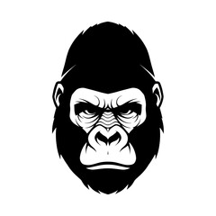 Fototapeta premium Intense Gorilla Face - A Striking Black and White Portrait.