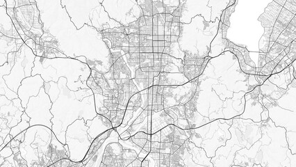 Naklejka premium Kyoto City Map. Minimalist black and white line art poster for printing, wallpaper, wall art, and map resources for home and office decor