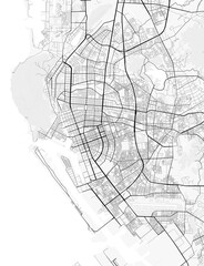 Obraz premium Kaohsiung City Map. Minimalist black and white line art poster for printing, wallpaper, wall art, and map resources for home and office decor