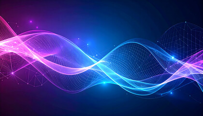 Abstract Glowing Waves on Dark Background