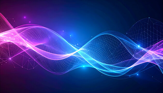 Abstract Glowing Waves on Dark Background