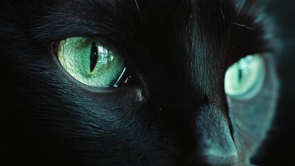 Black cat with green eyes
