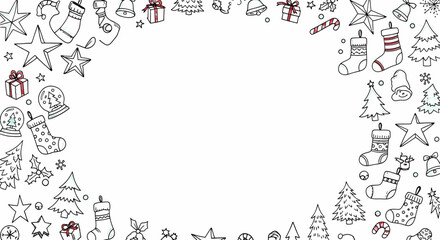 Doodle Style Holiday Ornaments Frame For Christmas Card Decoration