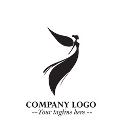 Elegant Angel Woman Silhouette Logo Symbol on White Background