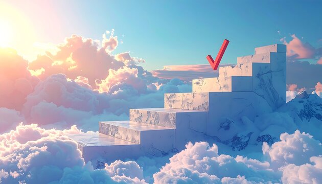 Stairway to Heaven with Check Mark in the Sky.