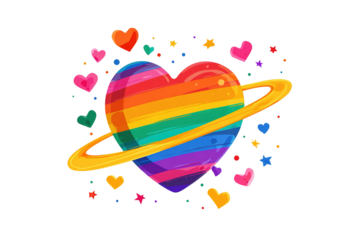 Rainbow color heart made of flowers isolated on white background. This illustration represents concept of love for LGBTQ, gay, lesbian, pride and bisexsual. Digital illustration generative AI.