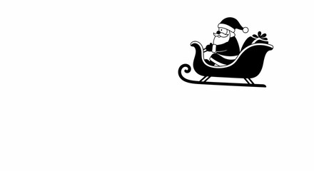 Santa Claus Riding His Sleigh with Gifts Silhouette Vector
