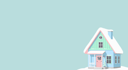 Winter House Cute Vector Illustration For Christmas Design