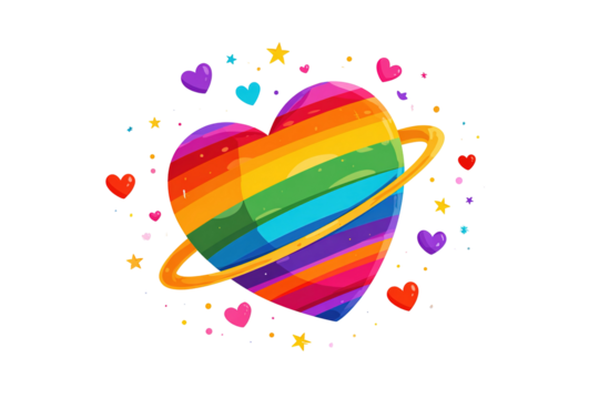 Rainbow color heart made of flowers isolated on white background. This illustration represents concept of love for LGBTQ, gay, lesbian, pride and bisexsual. Digital illustration generative AI.