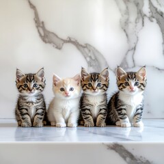 Adorable Newborn Kittens on Marble Surface