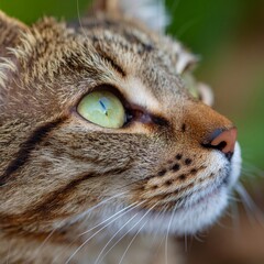 Tabby Cat's Eye and Whiskers Close-up