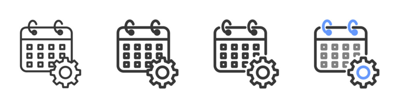 The Ultimate scedule Styles with Variations Line of icon set vector illustration