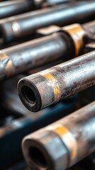 Close-up of hydraulic cylinders used in mining machinery