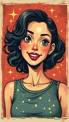 hand typography sparkle with box, vintage, woman, proud, scheme, geometric, signs