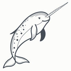 Cute narwhal illustration isolated on for children designs © saharima