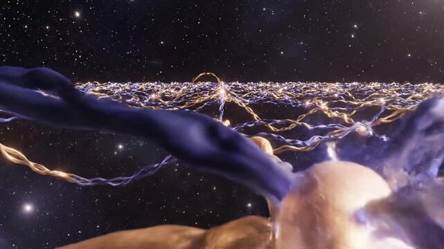Cosmic nexus of glowing energy strands