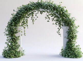 White Garden Archway Covered in Lush Green Ivy Vines image