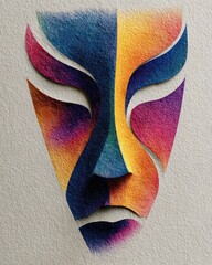 Colorful Abstract Face Artwork with Vibrant Layered Patterns