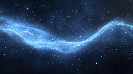 Obraz premium Glowing blue wave of light flows through starry night sky