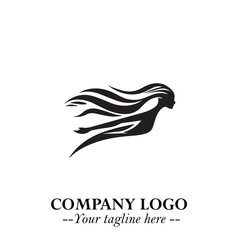 Woman Swimming Logo Symbol in Clean Minimal Vector Illustration on White Background