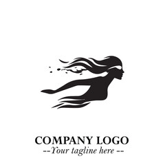 Woman Swimming Logo Symbol in Clean Minimal Vector Illustration on White Background