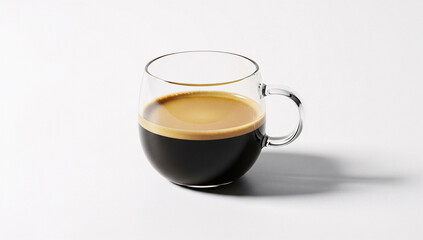 Hot Espresso with Crema in Transparent Glass Cup