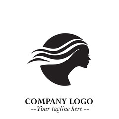 Woman Swimming Logo Symbol in Clean Minimal Vector Illustration on White Background
