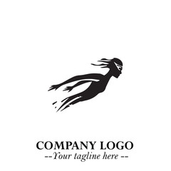 Obraz premium Woman Swimming Logo Symbol in Clean Minimal Vector Illustration on White Background