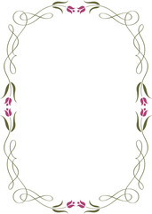 Vintage art nouveau tulip floral square frame