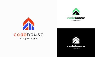 Code House logo designs concept vector, Coding House symbol