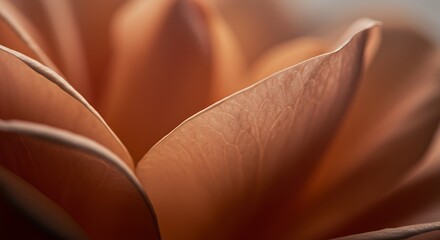 Close up of delicate peach colored petals with soft textures and natural light