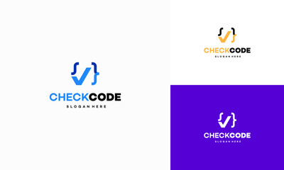 Code Check logo designs concept vector, Code Checker symbol