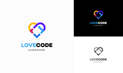 Love Code logo designs concept vector, Coding and Love symbol