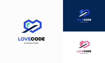 Love Code logo designs concept vector, Coding and Love symbol