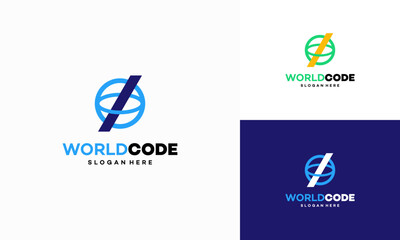 World Code logo designs concept vector, Coding Universe logo template