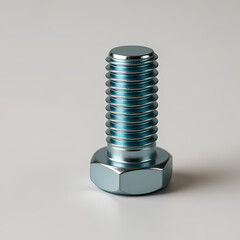 Close-up of a single metal bolt on a clean, smooth surface with soft lighting