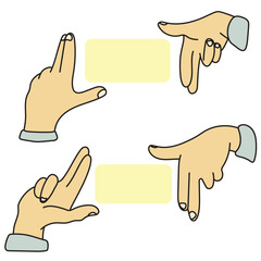 two hands framing a scene with blank space illustration vector hand drawn with black lines