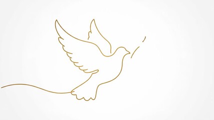 Elegant Line Art of a Dove with Olive Branch, Symbolizing Peace and Hope - Powered by Adobe