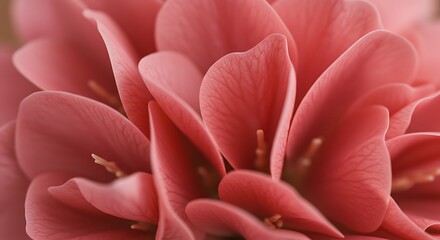 Close up of delicate pink flower petals blooming in soft focus