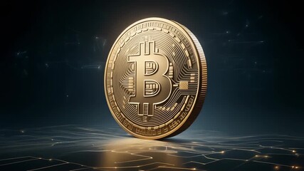 Stunning Bitcoin Coin with Circuitry Background for Cryptocurrency Enthusiasts and Digital Finance