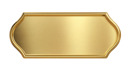 Gold plate. Gold metal plate. Yellow shiny texture with frame. Vector illustration. Stock image.