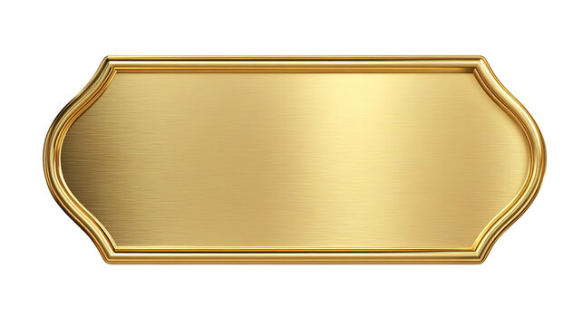 Gold plate. Gold metal plate. Yellow shiny texture with frame. Vector illustration. Stock image.