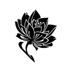 Elegant Black and White Flower Illustration with Intricate Details