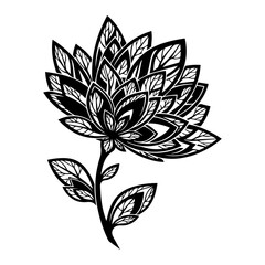 Elegant Floral Design Abstract Flower Art with Intricate Leaf Pattern