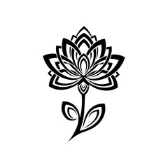 Stylized Lotus Flower Icon with Intricate Petal Design