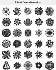 Black and White Flower Design Icons Set