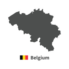 Belgium map flag illustration on white background