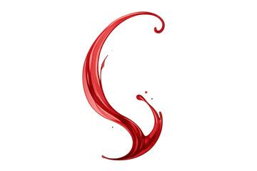 Fototapeta premium Red liquid splash creating a dynamic flowing wave with droplets, isolated on a transparent background for design